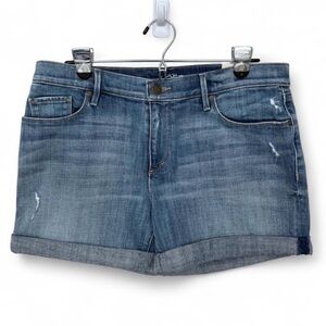 NWT LOFT Relaxed Skinny Denim Jean Shorts Size 10 Distressed Cotton 30/10